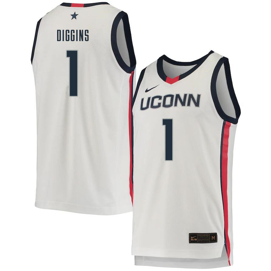 Men #1 Rahsool Diggins Uconn Huskies College Basketball Jerseys Sale-White